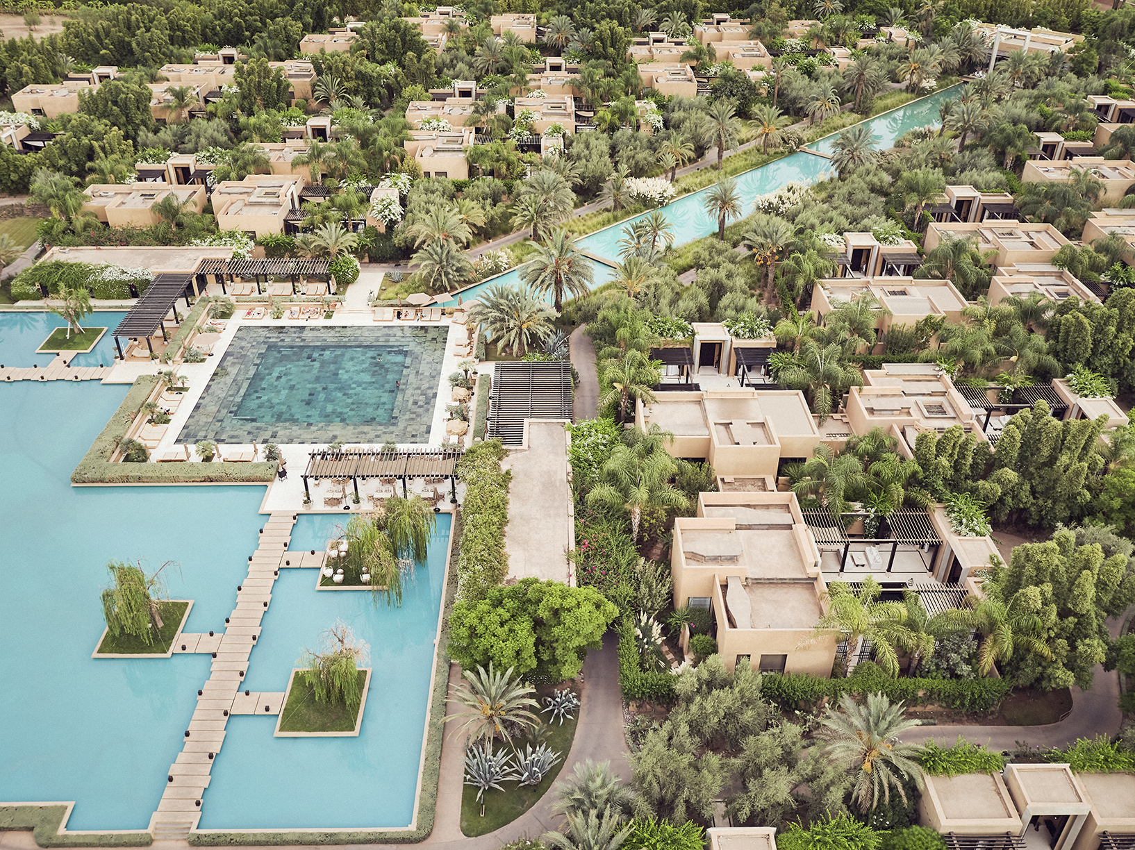 Africa, Morocco, Mandarin Oriental Marrakech, resort exterior taken from above