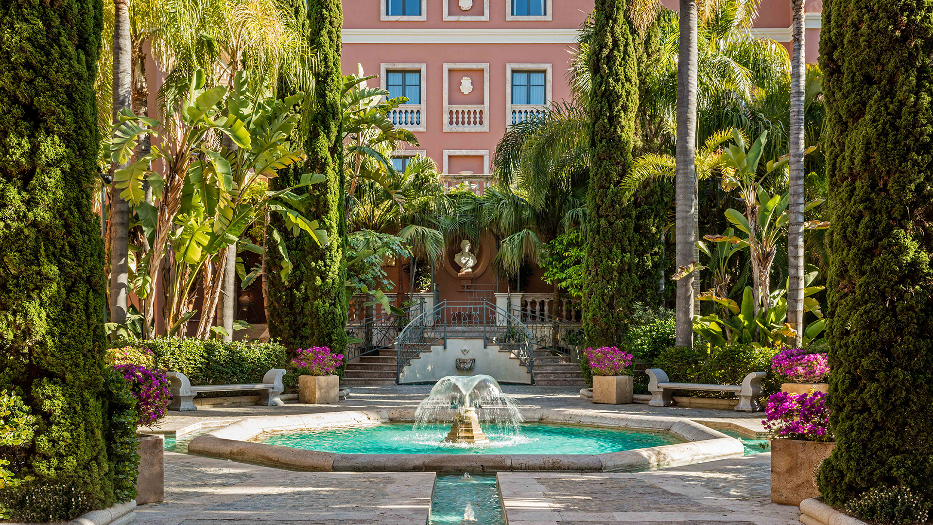 Europe, Spain, Mallorca, Anantara Villa Padierna Palace, Pool Fountains