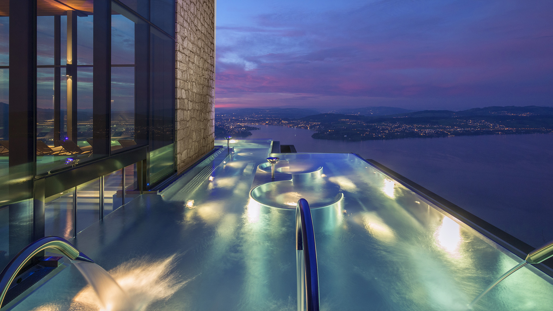 Ski & Snow, Europe, Switzerland the outdoor pool at the Bürgenstock Resort;