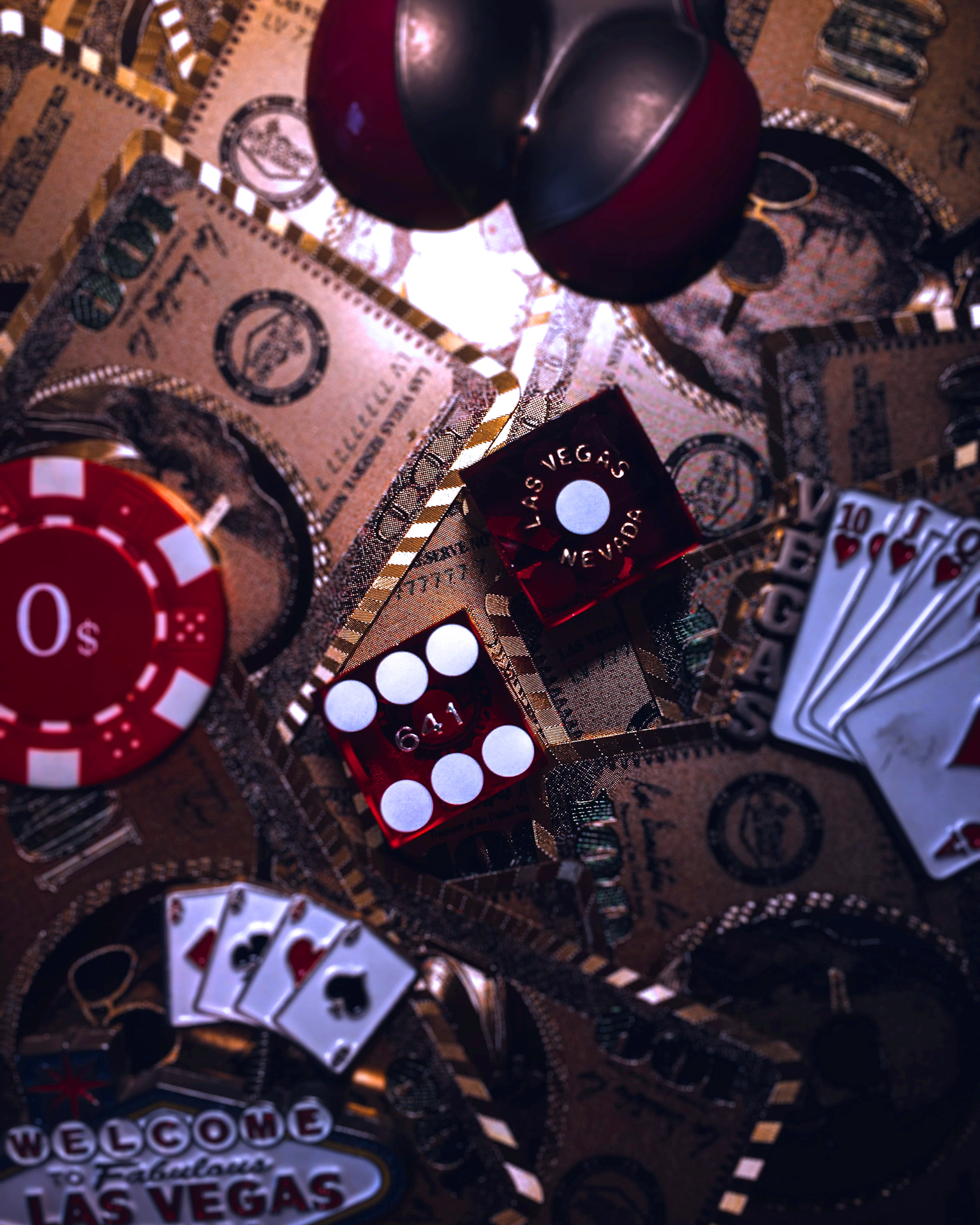 Las Vegas Casino dice and poker cards