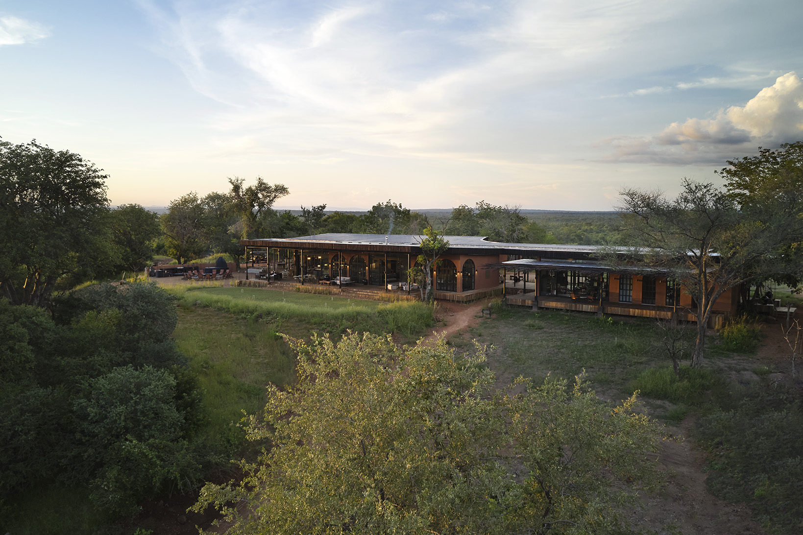 Afirca, Zambia, Chichele Presidential, aerial image of lodge exterior