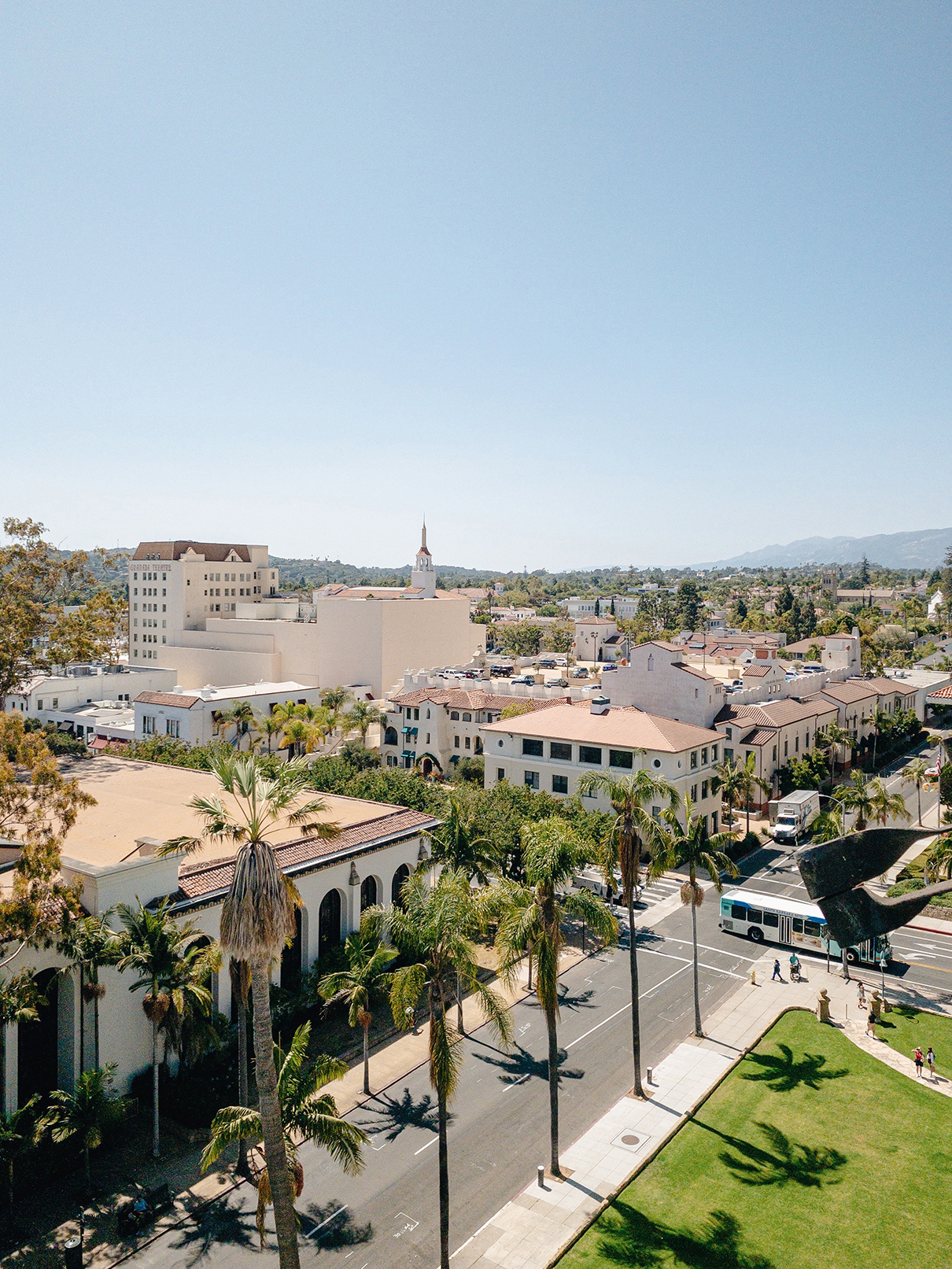 Rooftop view on Santa Barbara street in California