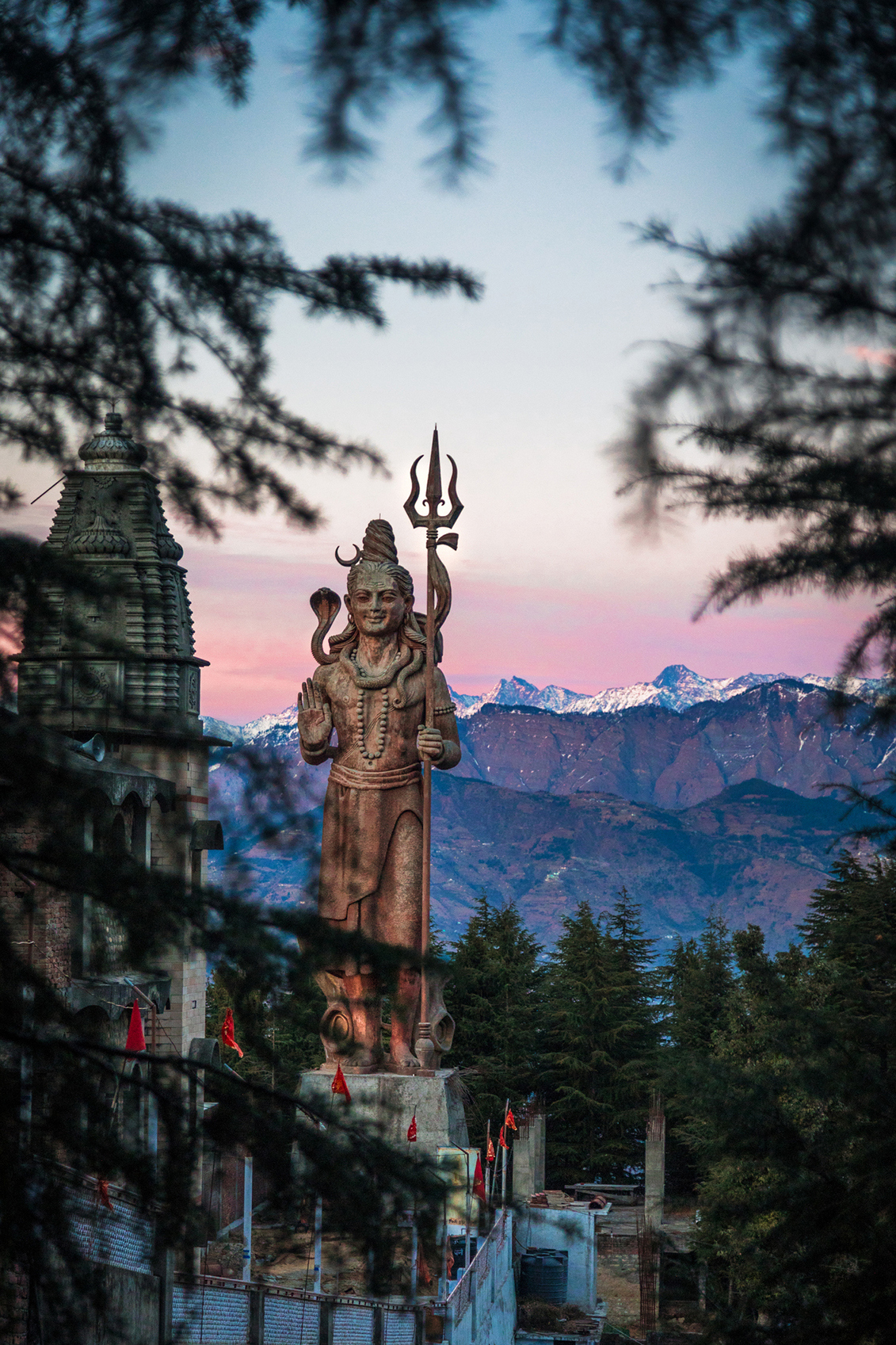 Sunrise shot of Lord Shiva Statue in Khajjiar, India