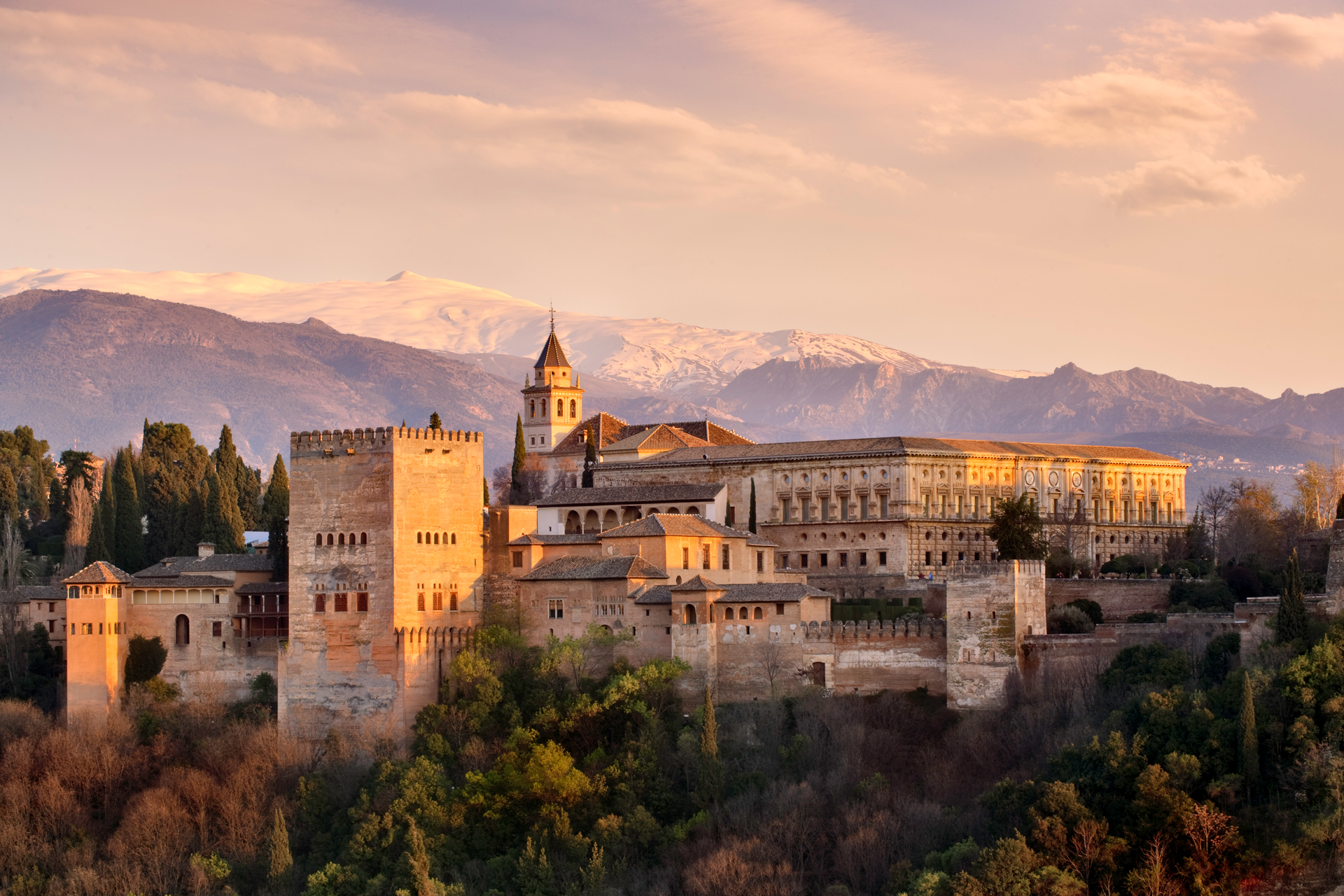 The Alhambra in Granada southern of Spain at sunset