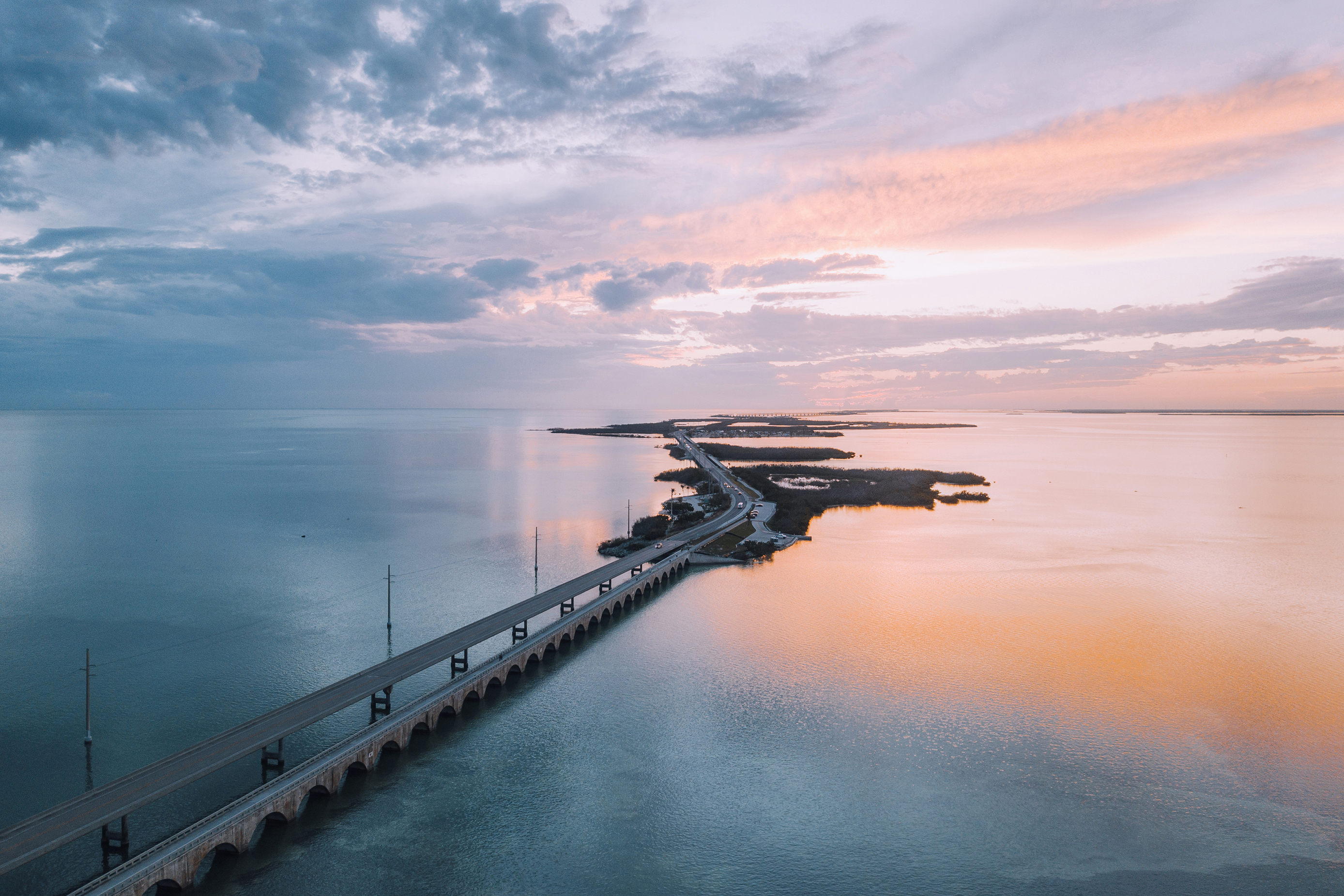 Bridge across the water in Florida Keys