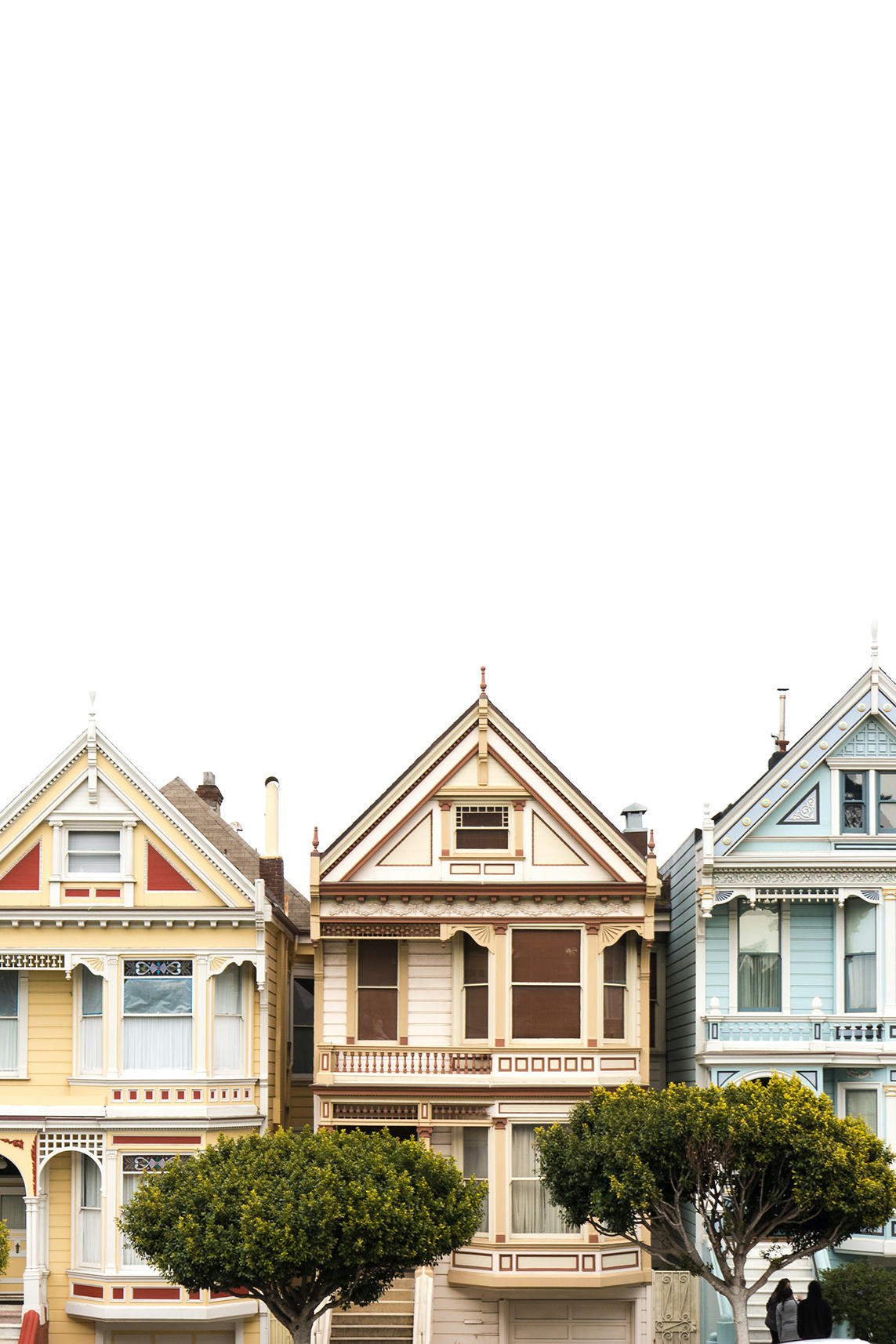 Three of San Fransisco's iconic painted ladies in the Haight-Ashbury neighborhood