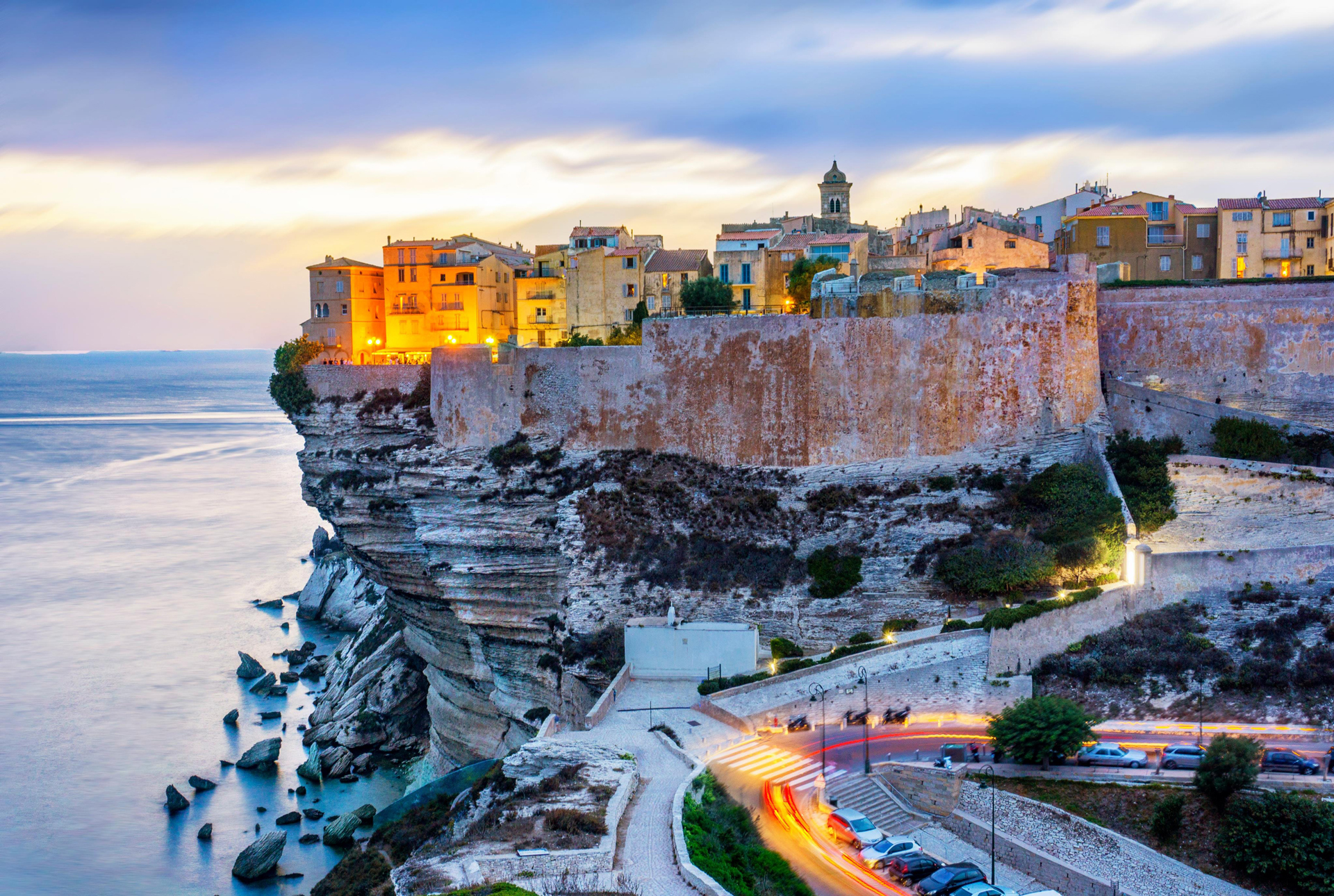 Citadelle de Bonifacio an old fortified city, is anchored on limestone based, real isthmus sea