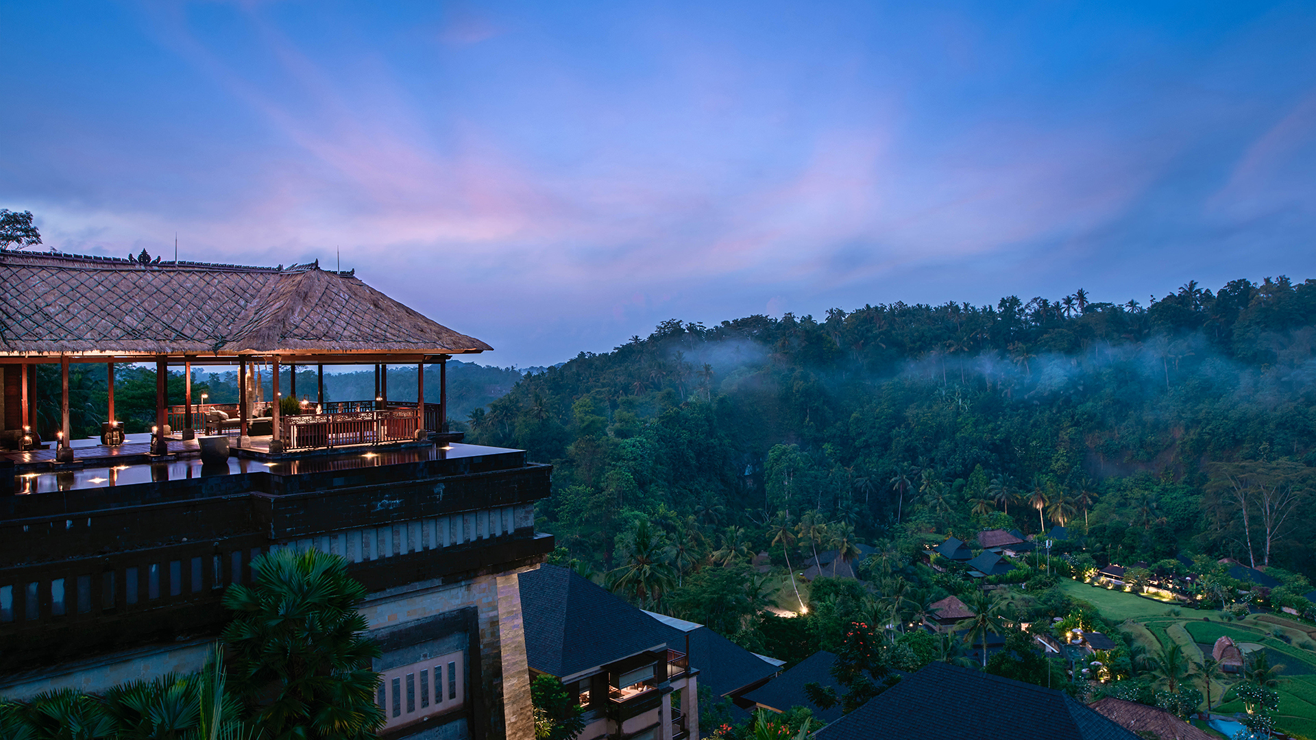 Worldwide, Indonesia, Ubud, Mandapa a Ritz-Carlton Reserve, Wantilan at Dusk