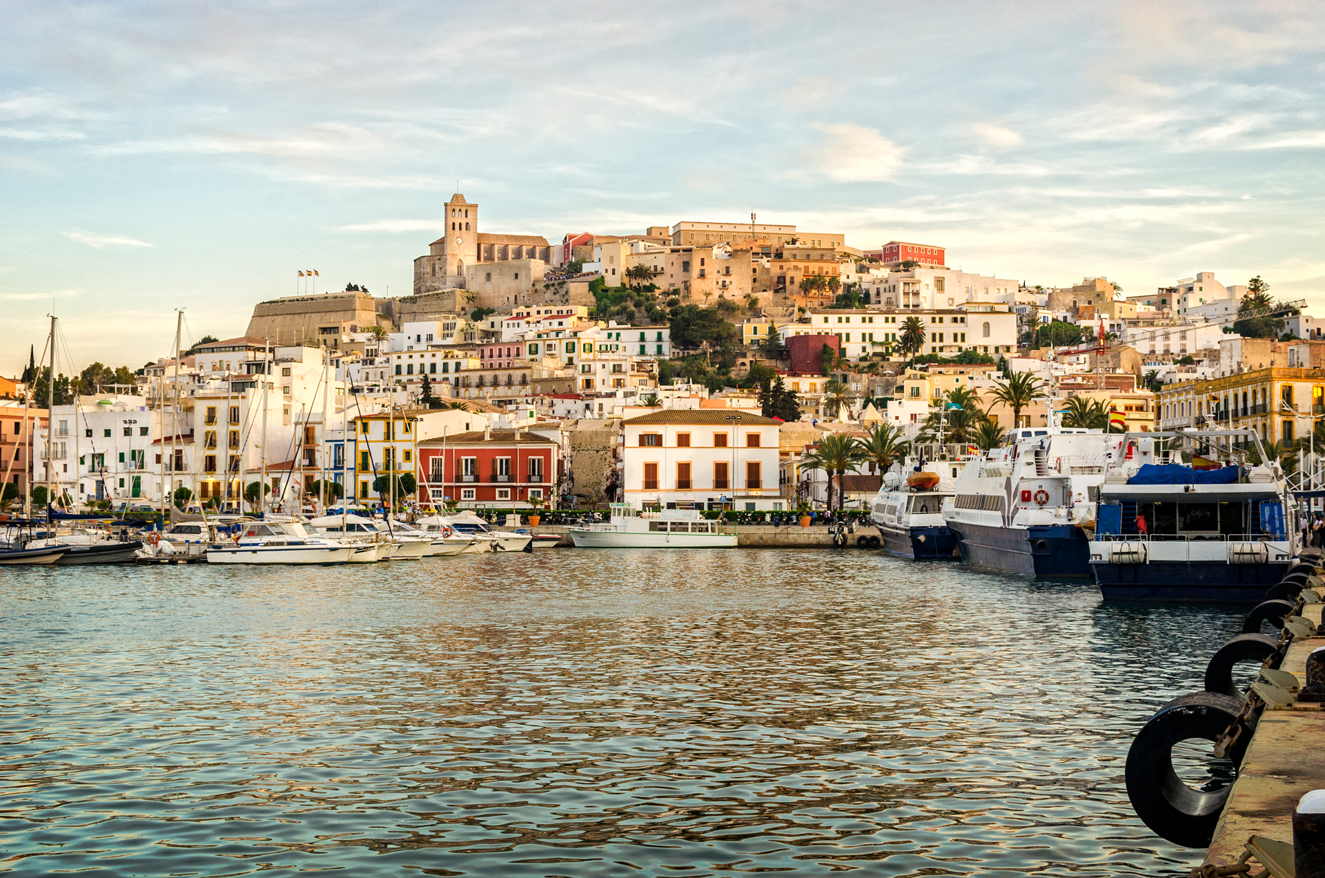 View across the water of Ibiza Town
