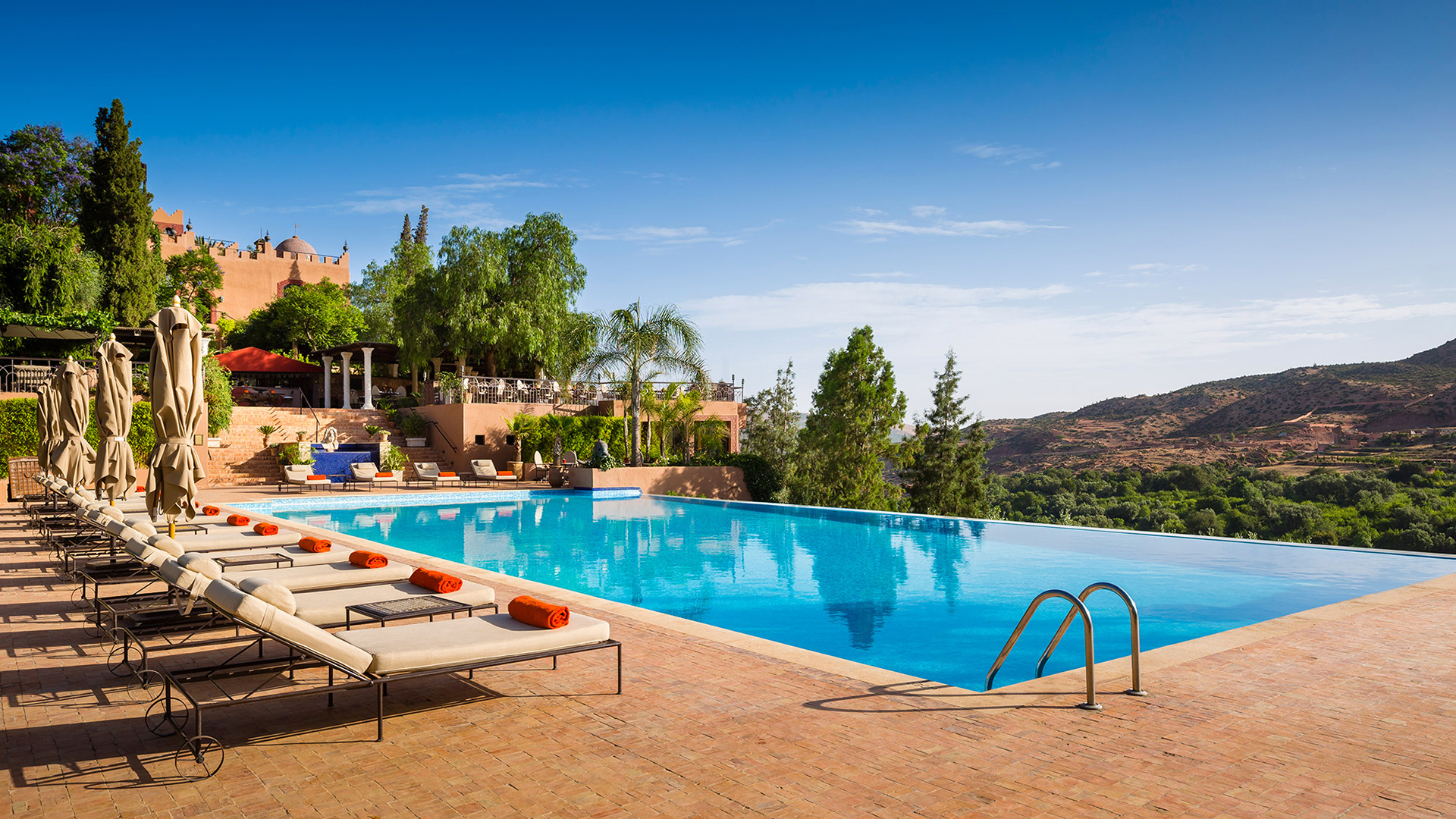 Europe & North Africa, Morocco, Kasbah Tamadot, Infinity pool view