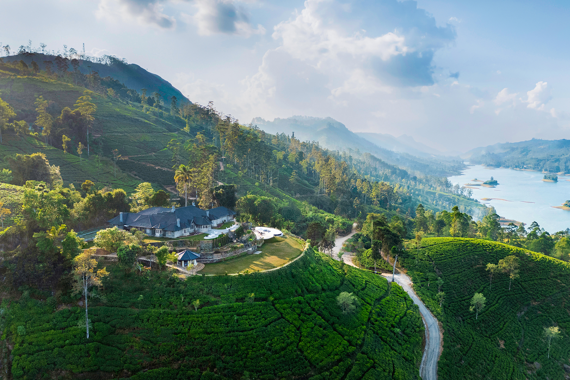 The exterior of Uga Halloowella set on a hill above a Castlereagh Reservoir on Hatton, Sri Lanka
