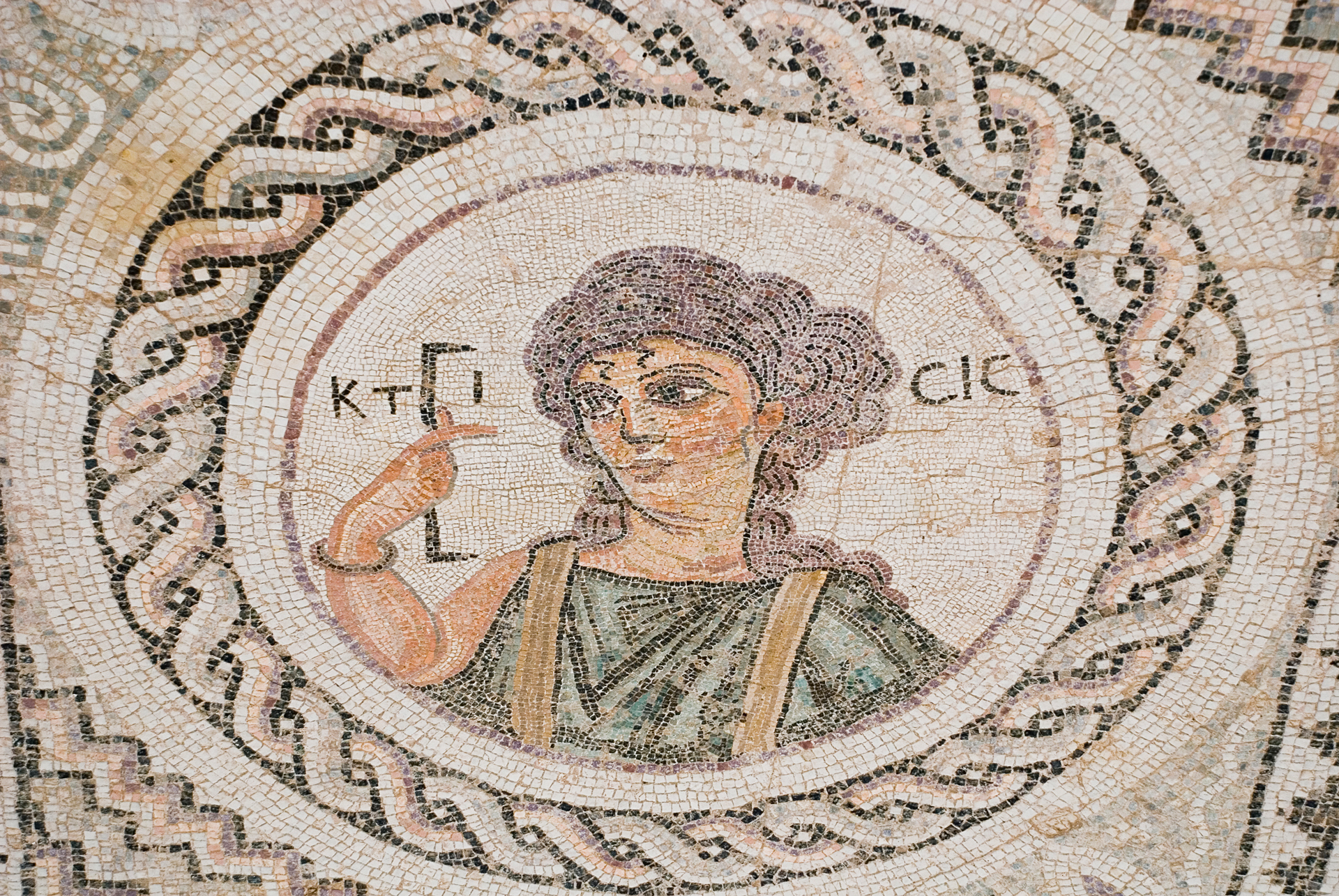 A Roman mosaic of a man