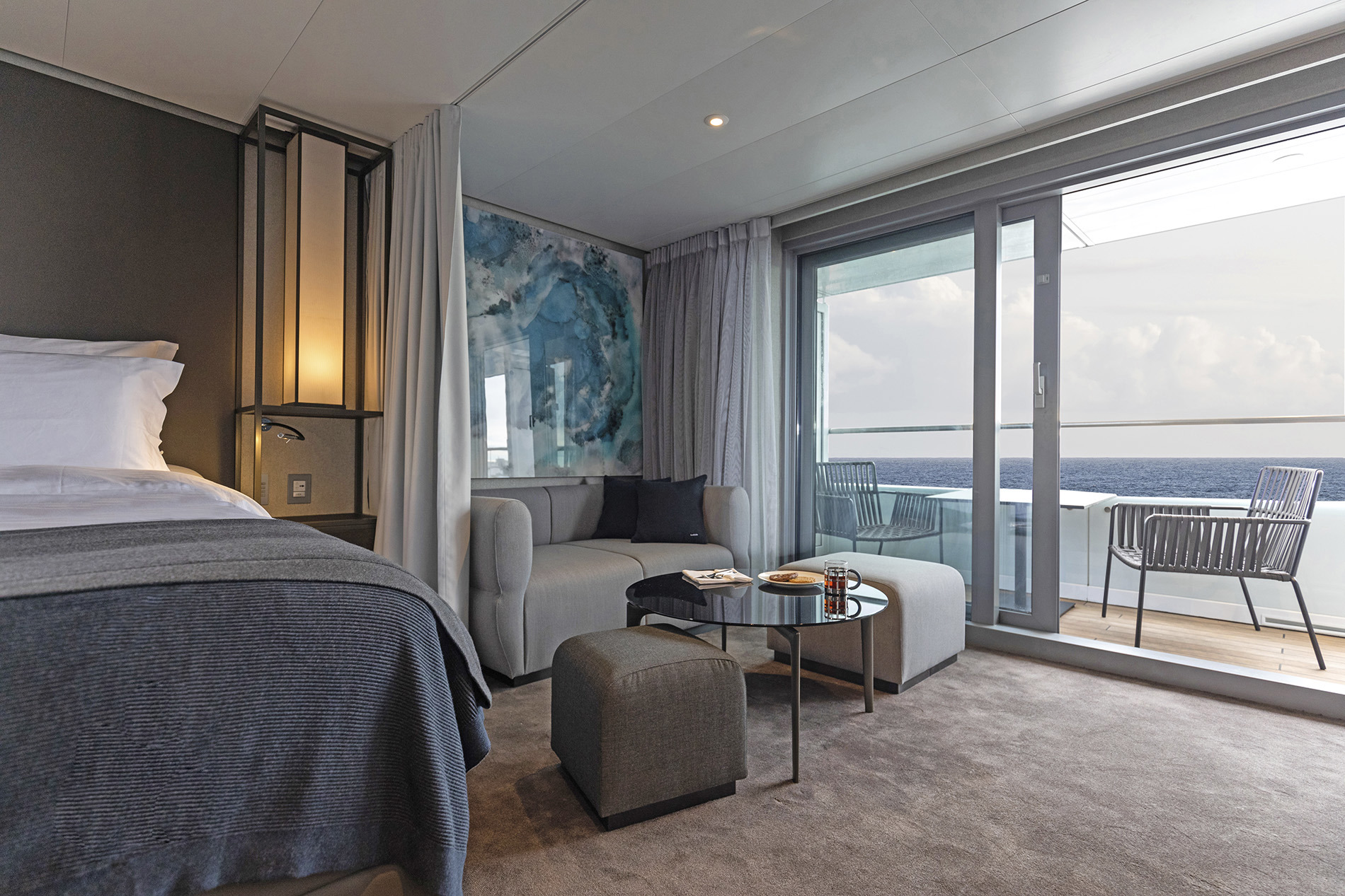 Cruises, Scenic Eclipse,  Bedroom and balcony