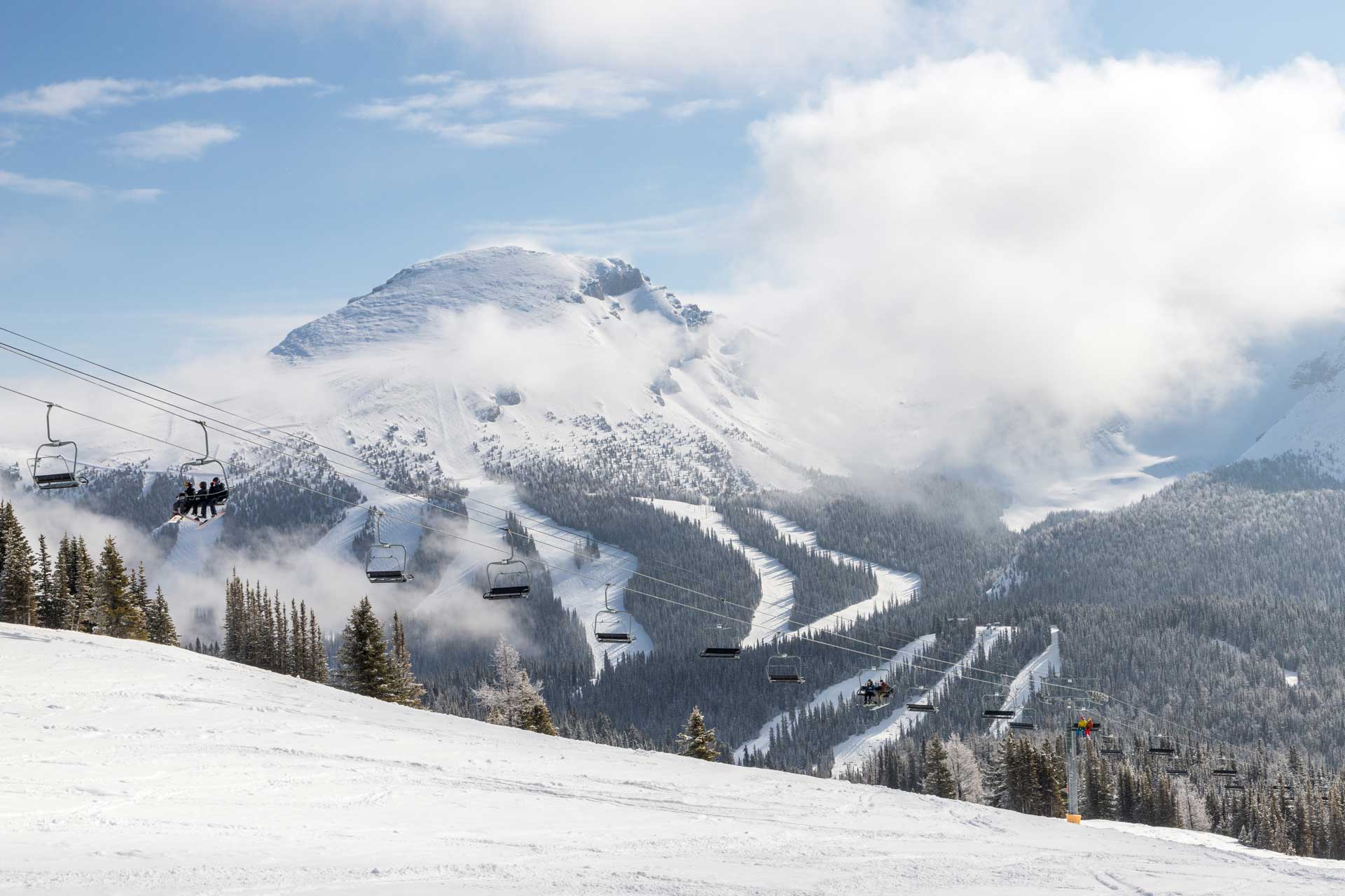 A ski lift and Goats Eye Mountain, Banff